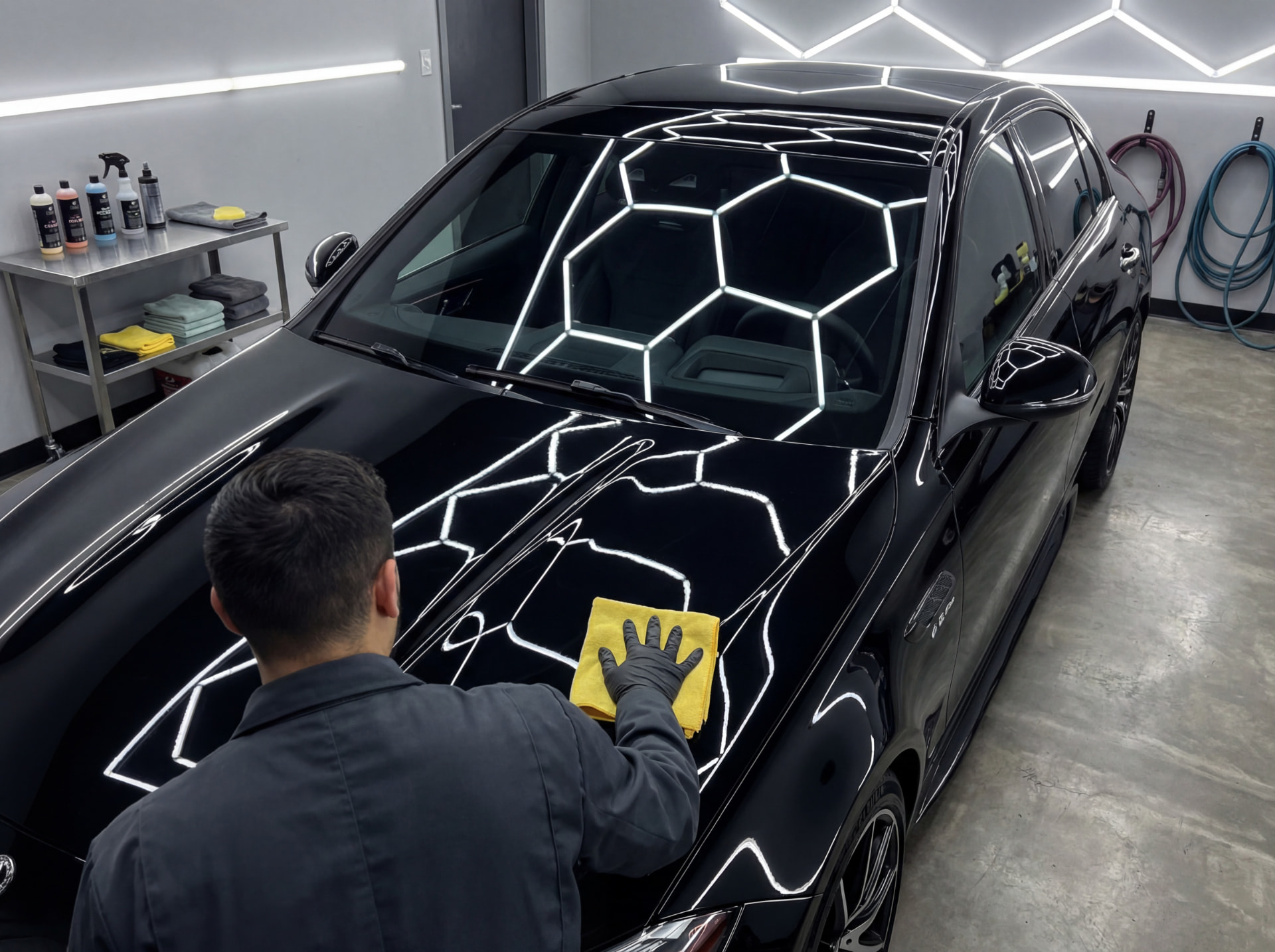 Professionele verzorging van een luxe auto